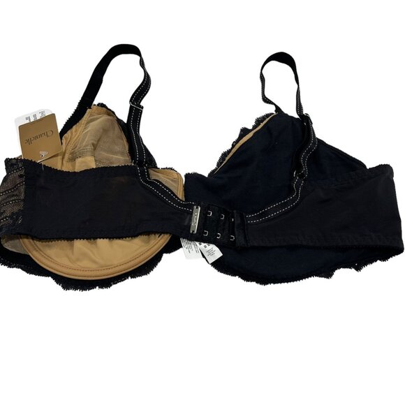Chantelle Black Lace Underwire Bra #Size 40DD 105E Elegant Design & Comfortable - Picture 4 of 5